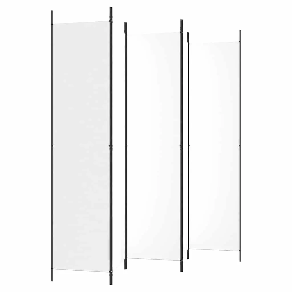 5-Panel Room Divider Folding Privacy Partition 250x220cm White Fabric