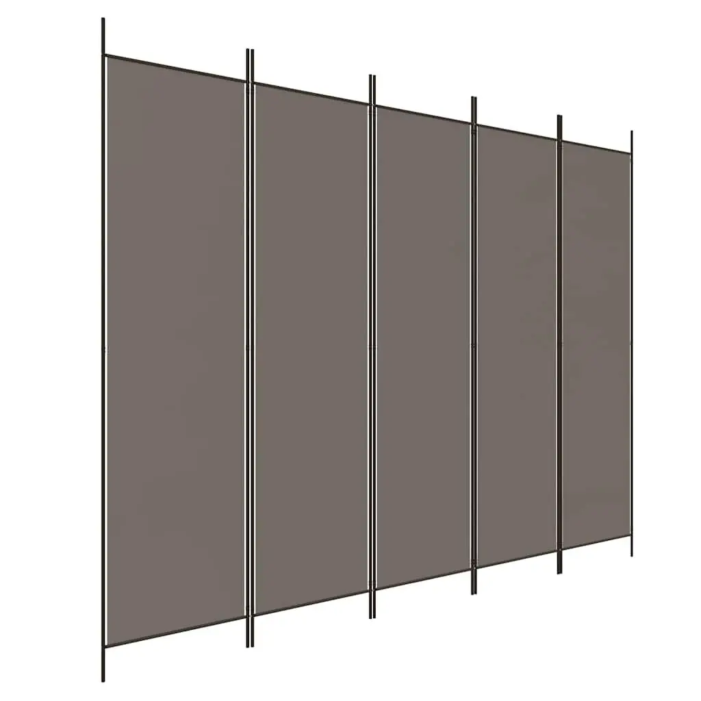 5-Panel Room Divider Privacy Space Anthracite Foldable Fabric Screen
