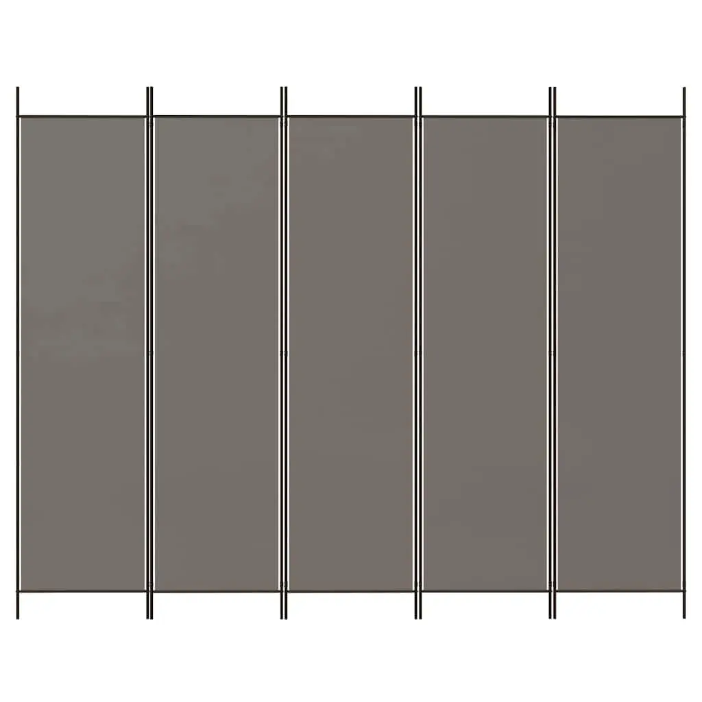 5-Panel Room Divider Privacy Space Anthracite Foldable Fabric Screen