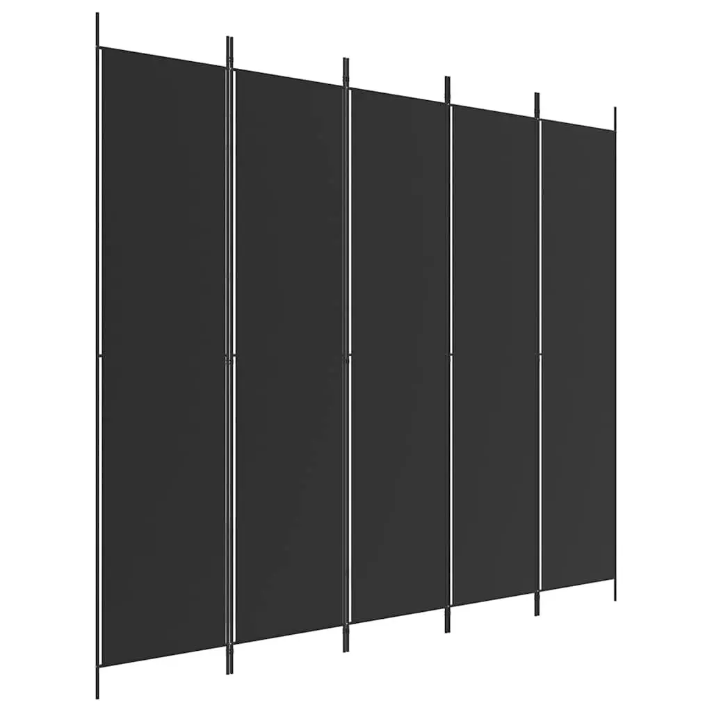 Room Divider Screen 5-Panel Foldable Privacy Partition 250x220 cm Black Fabric