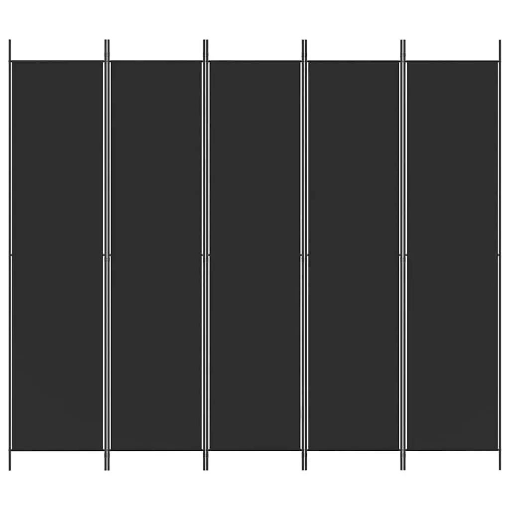 Room Divider Screen 5-Panel Foldable Privacy Partition 250x220 cm Black Fabric