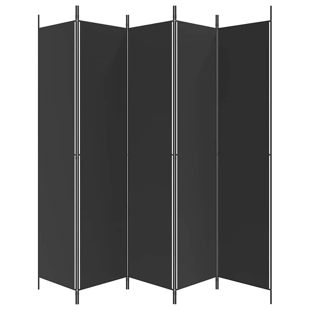 Room Divider Screen 5-Panel Foldable Privacy Partition 250x220 cm Black Fabric