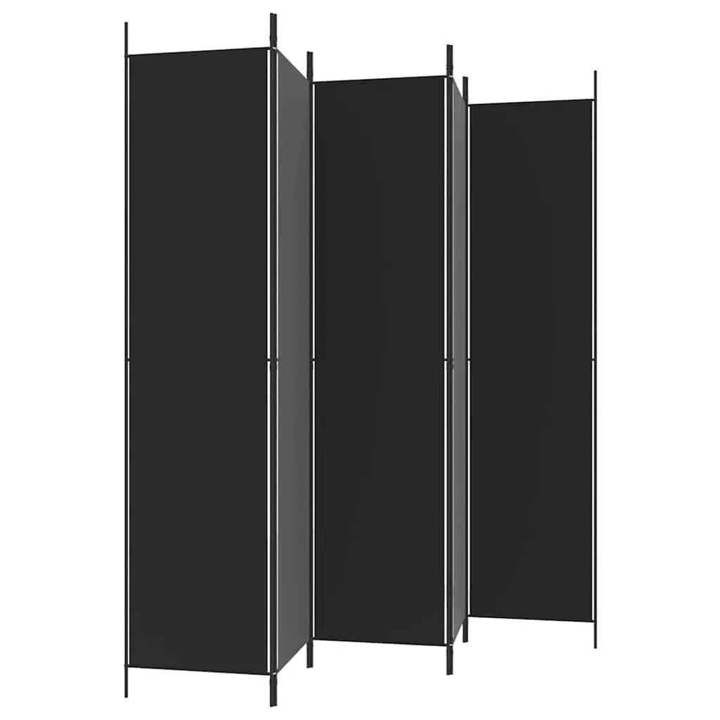 Room Divider Screen 5-Panel Foldable Privacy Partition 250x220 cm Black Fabric