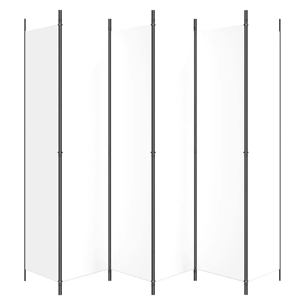 6-Panel Room Divider Privacy Partition Folding Screen 300 x 220 cm White Fabric
