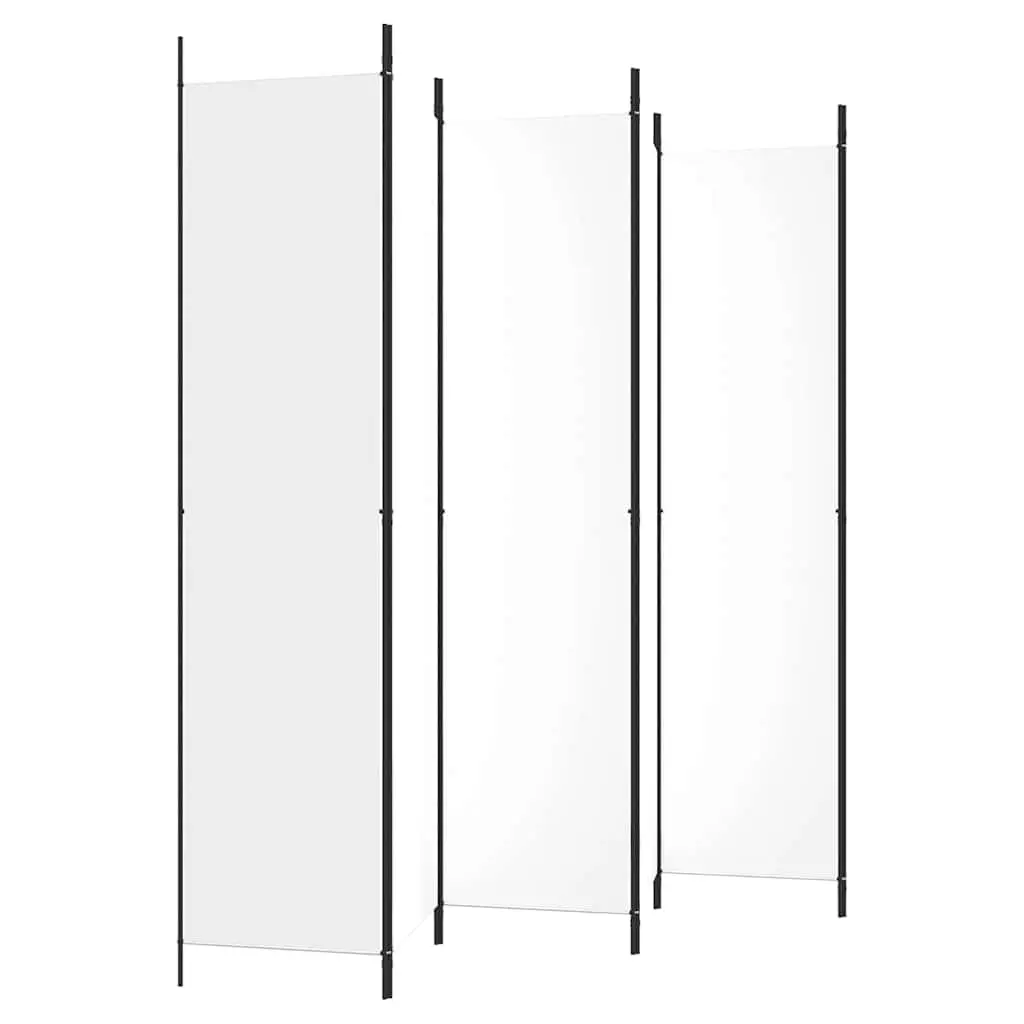6-Panel Room Divider Privacy Partition Folding Screen 300 x 220 cm White Fabric