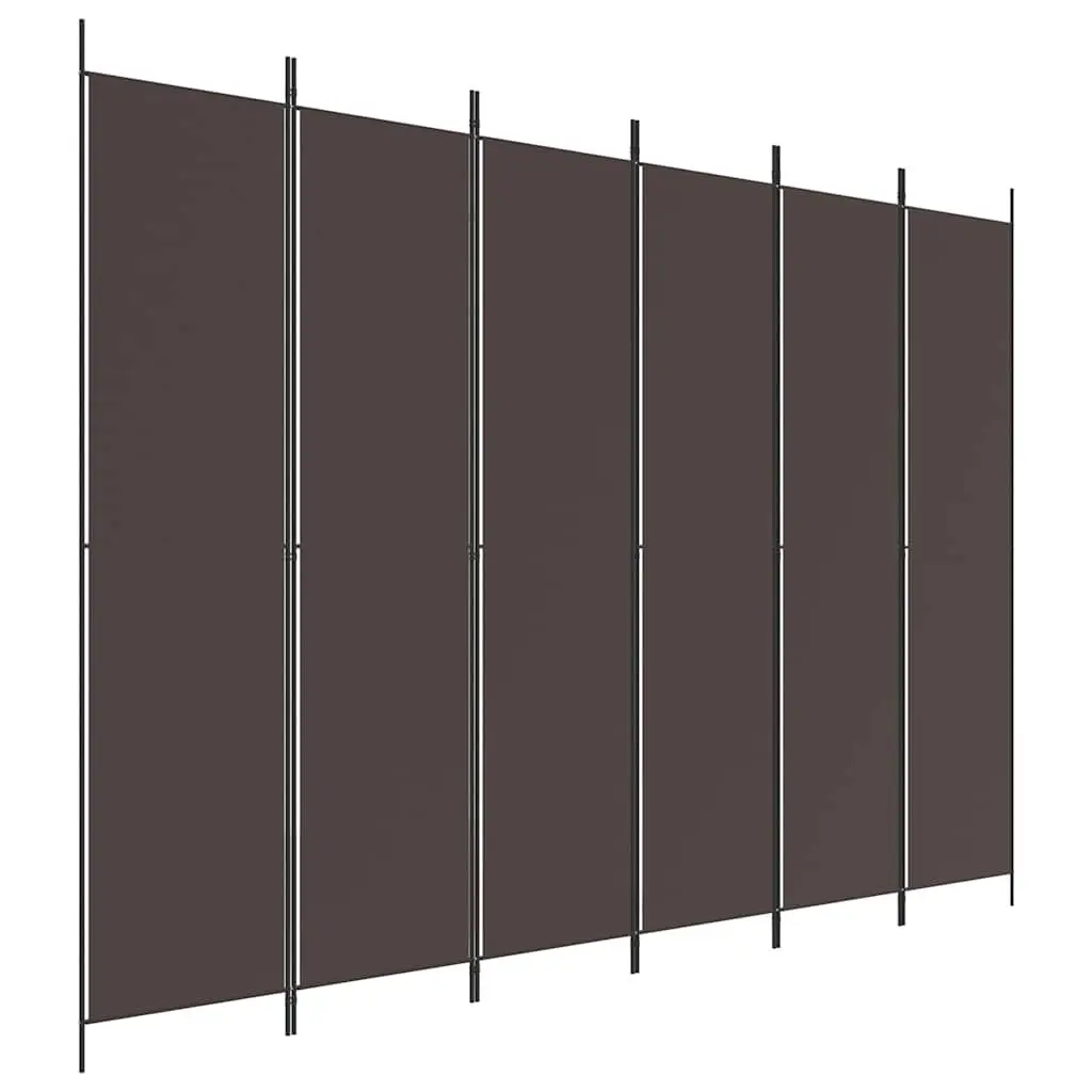 6-Panel Room Divider Privacy Separator 300x220cm Brown Foldable Partition Screen