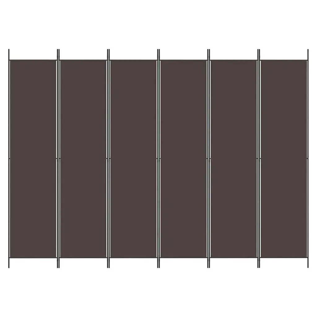 6-Panel Room Divider Privacy Separator 300x220cm Brown Foldable Partition Screen