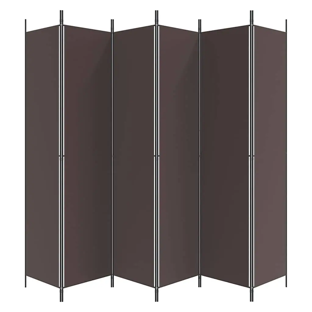 6-Panel Room Divider Privacy Separator 300x220cm Brown Foldable Partition Screen