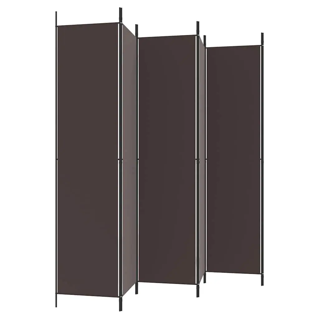 6-Panel Room Divider Privacy Separator 300x220cm Brown Foldable Partition Screen