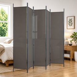 Warmly Designed Anthracite Room Divider: 6-Panel 300x220cm