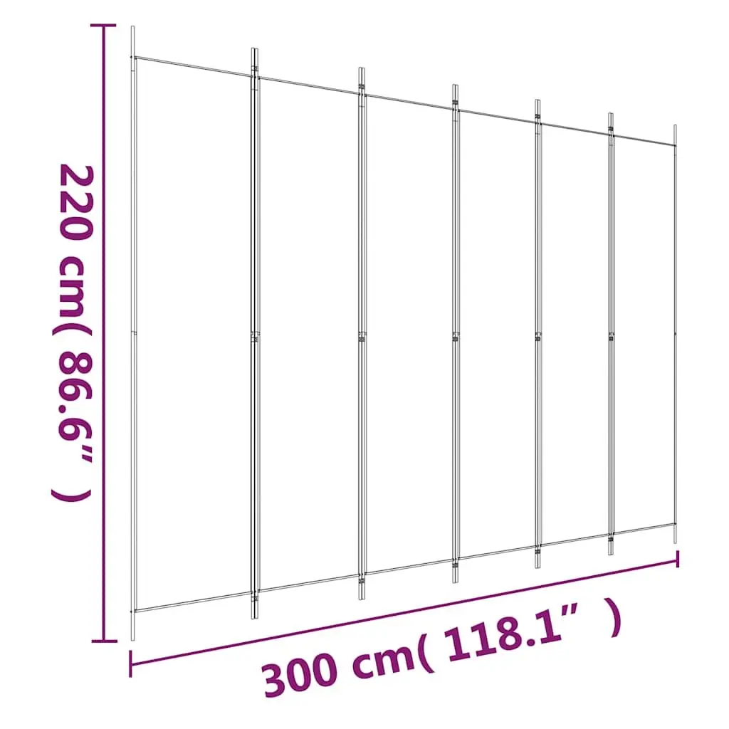 6-Panel Room Divider Privacy Screen Foldable 300x220cm Anthracite
