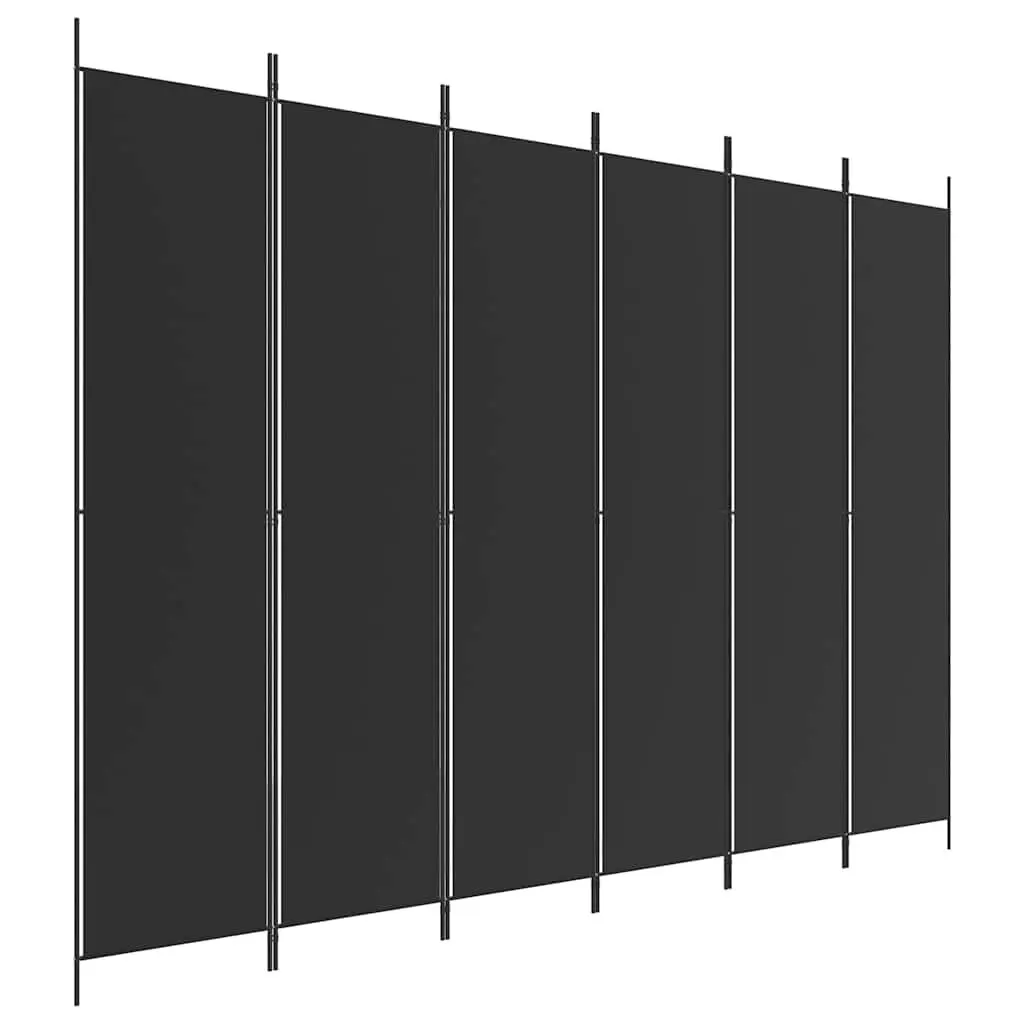 6-Panel Room Divider Screen Privacy Partition 300x220cm Foldable Fabric Black