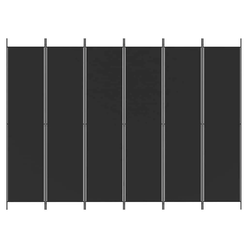 6-Panel Room Divider Screen Privacy Partition 300x220cm Foldable Fabric Black