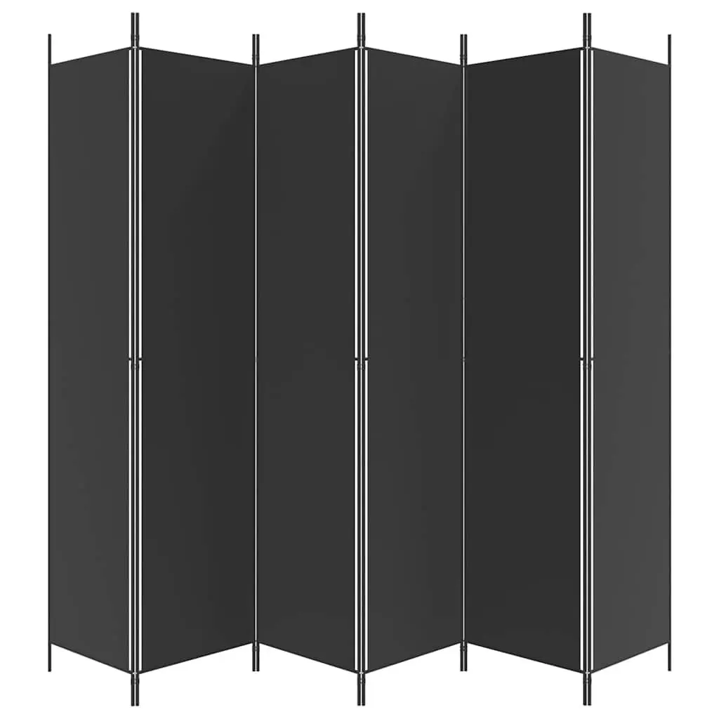 6-Panel Room Divider Screen Privacy Partition 300x220cm Foldable Fabric Black