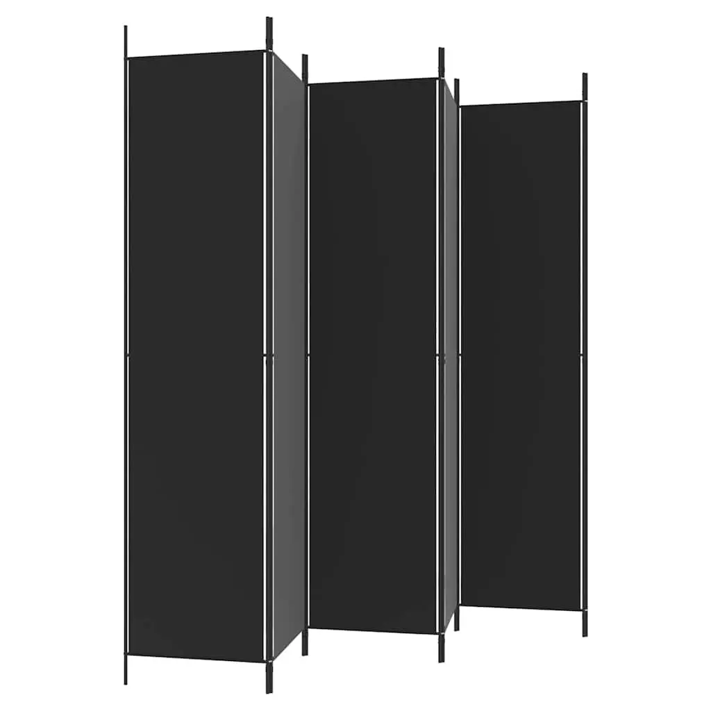 6-Panel Room Divider Screen Privacy Partition 300x220cm Foldable Fabric Black