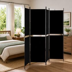 Value-Focused 4-Panel Room Divider Screen - Black 200x180cm