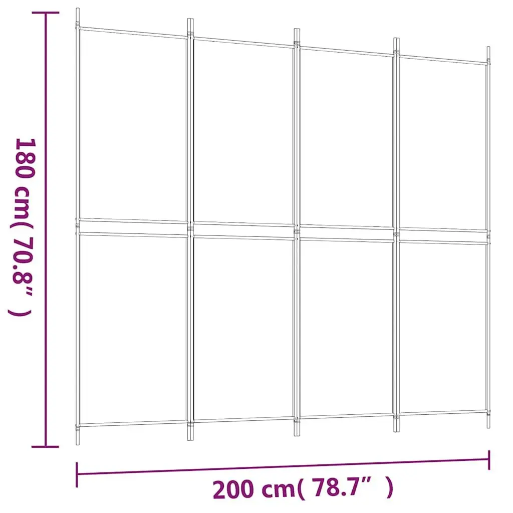 Room Divider Screen Folding Partition Privacy Wall 200x180cm Black