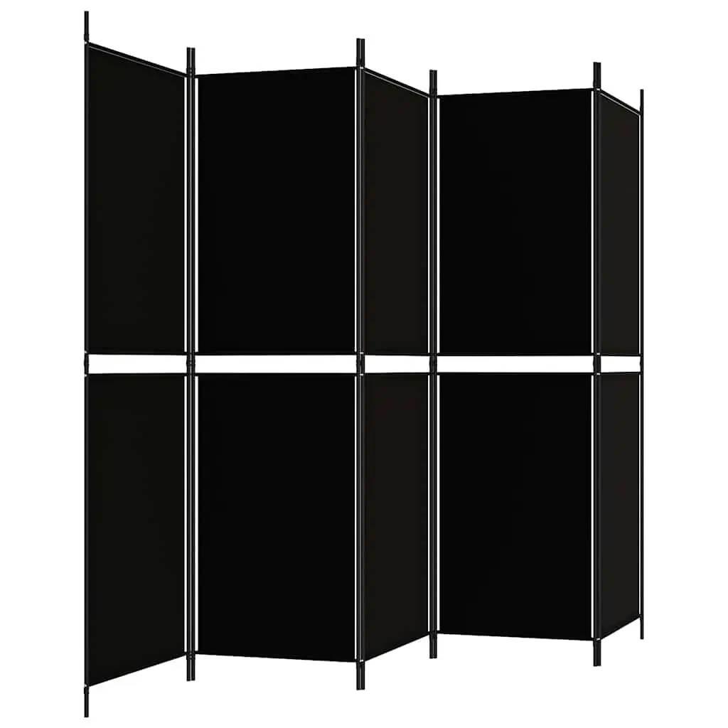 5-Panel Room Divider Folding Privacy Screen 250x180cm Black