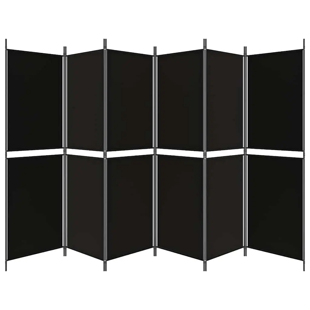 Room Divider Screen Foldable Privacy Partition 300x180cm Black Fabric
