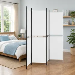 Warm and Reliable 4-Panel White Room Divider