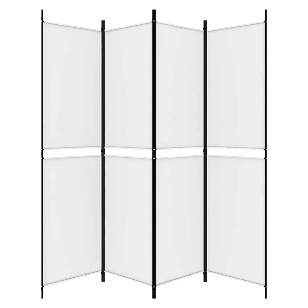 4-Panel Room Divider Privacy Separator 200 x 200 cm White Foldable Fabric Partition Screen