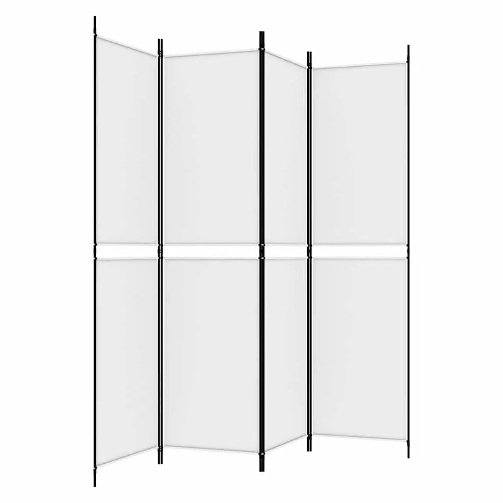 4-Panel Room Divider Privacy Separator 200 x 200 cm White Foldable Fabric Partition Screen