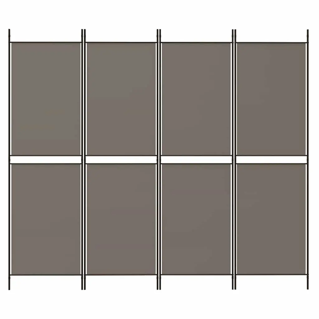 4 Panel Room Divider Screen Privacy Partition 200 x 200 cm Anthracite Fabric Folding