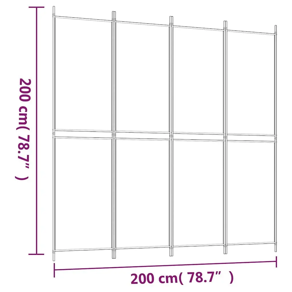 4 Panel Room Divider Screen Privacy Partition 200 x 200 cm Anthracite Fabric Folding