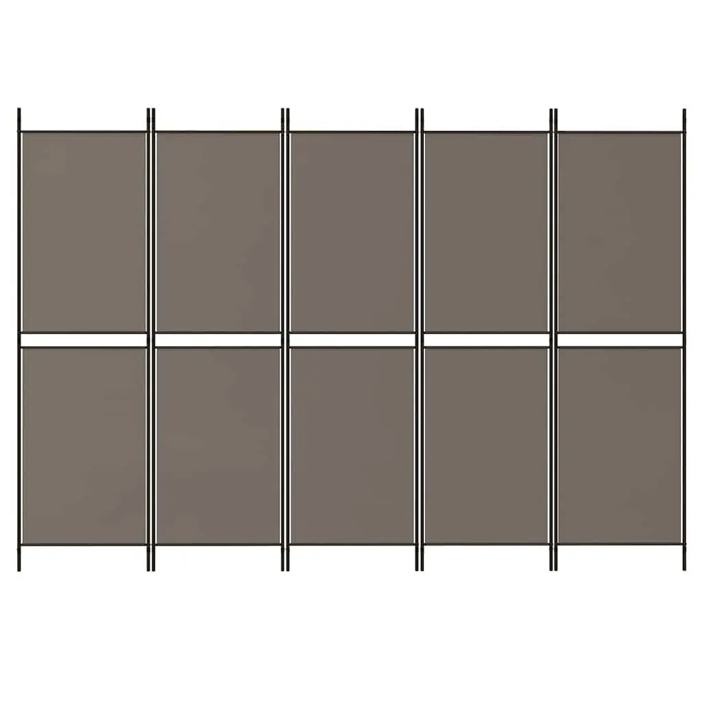 5-Panel Room Divider Privacy Screen Anthracite Fabric Folding Partition 250W x 200H cm