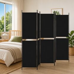 Reliable 5-Panel Room Divider - 250x200 cm Black Fabric