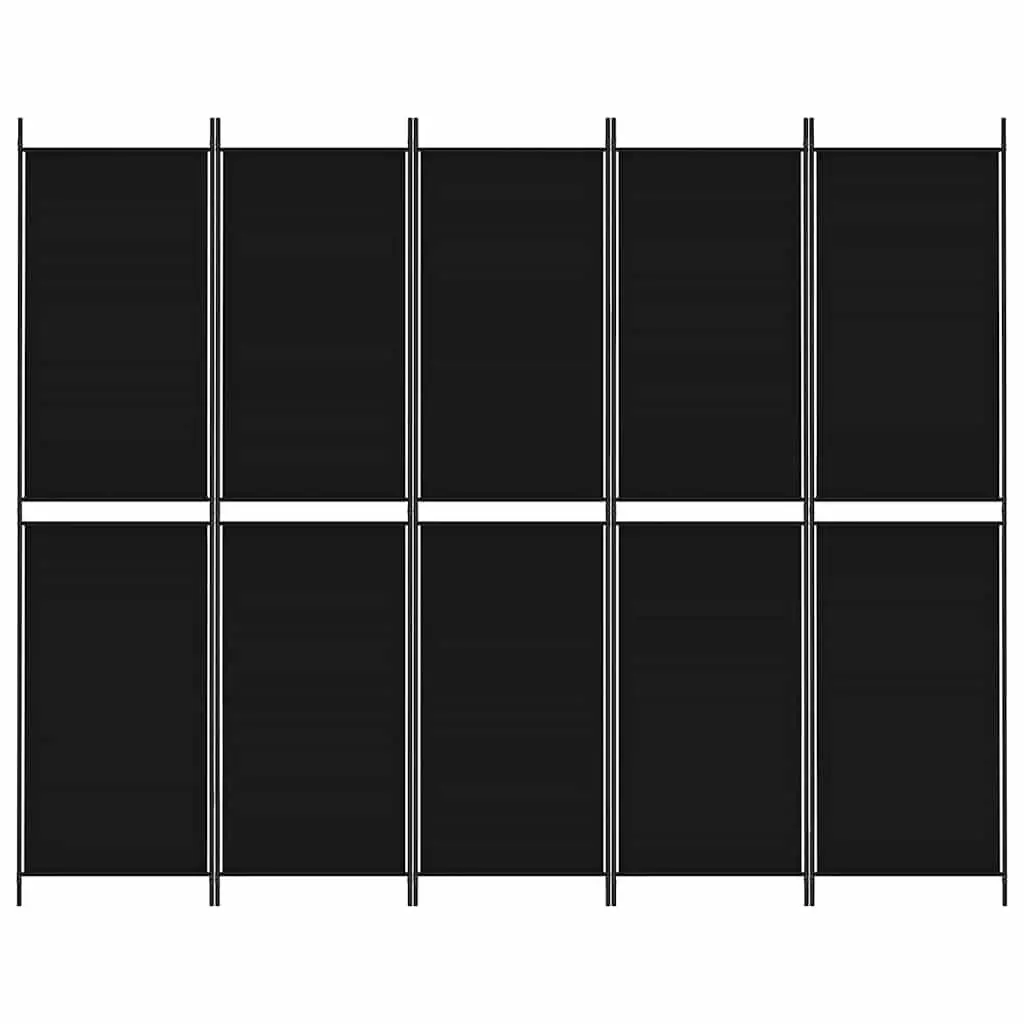 5-Panel Room Divider Screen Privacy Partition 250x200 cm Black Fabric Folding