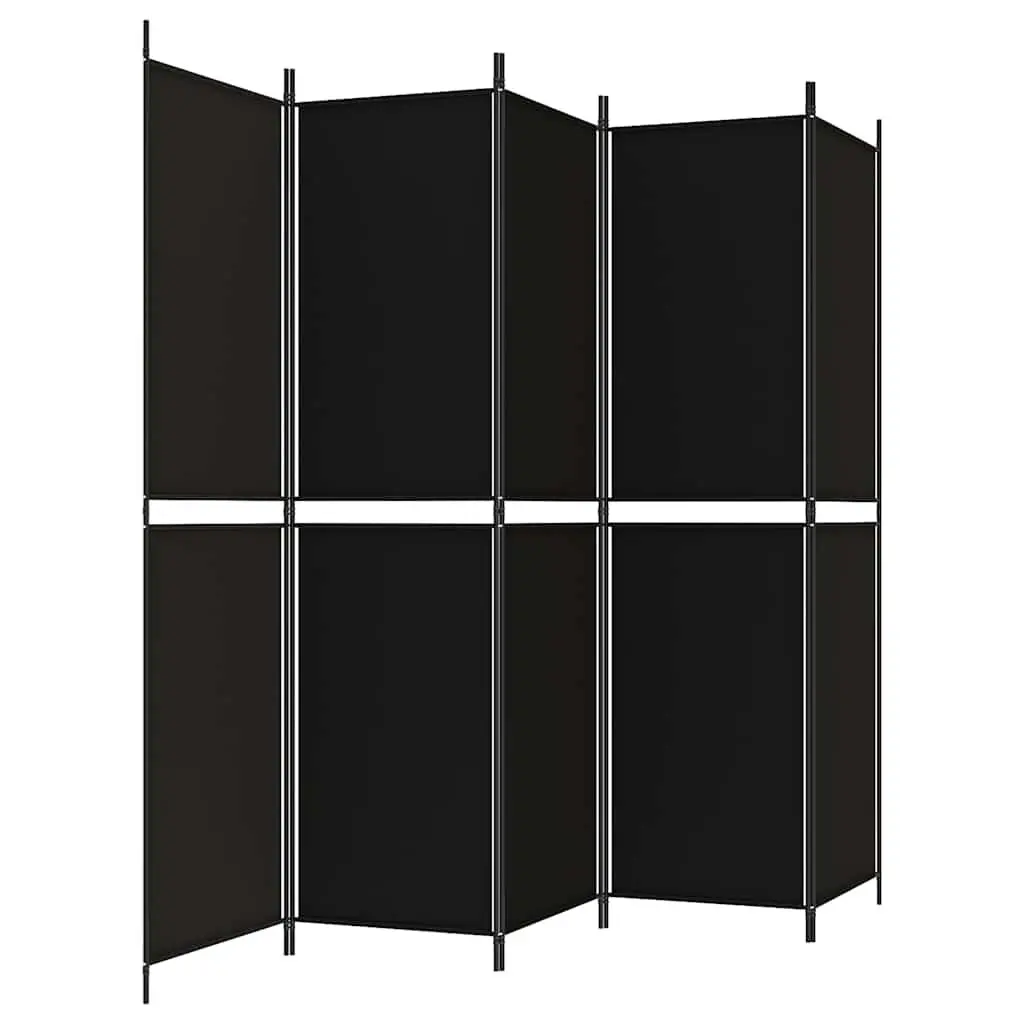 5-Panel Room Divider Screen Privacy Partition 250x200 cm Black Fabric Folding