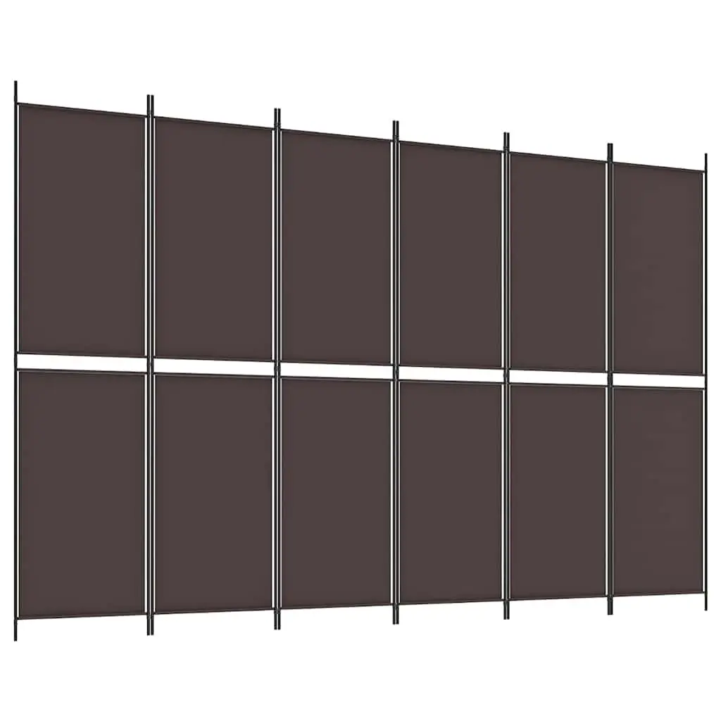 Room Divider Privacy Partition Fabric Folding 300x200cm Brown 6 Panel
