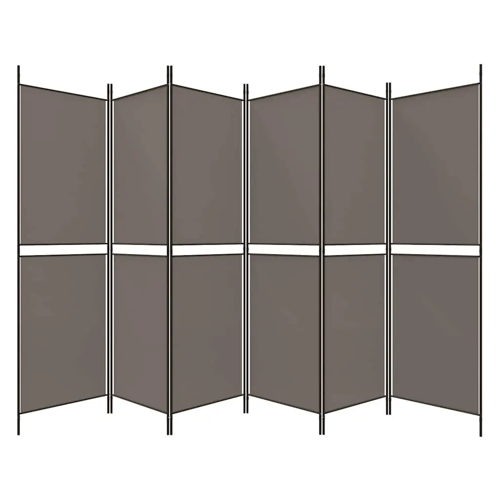 Folding Partition Room Divider Screen Fabric Privacy 6-Panel Anthracite 300x200cm