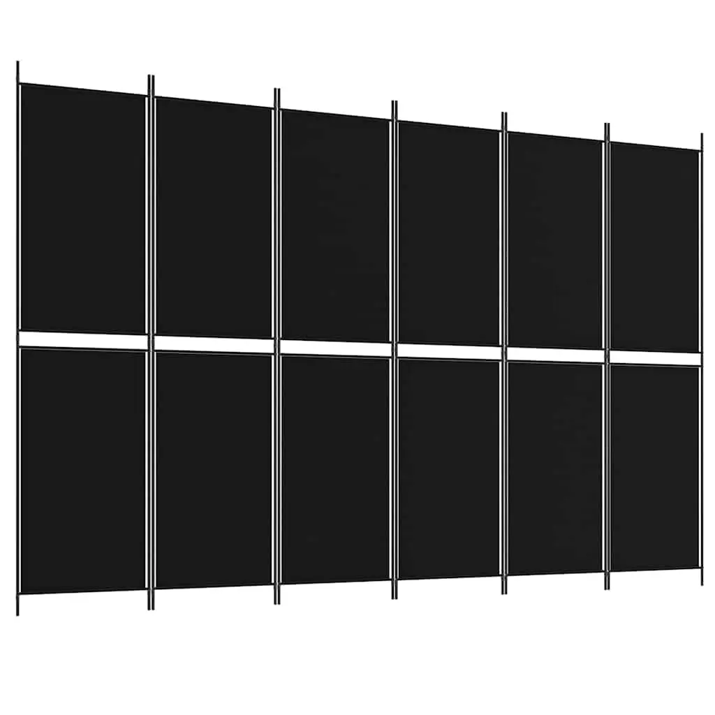 6-Panel Room Divider Screen Privacy Space Separation 300 x 200 cm Black Foldable