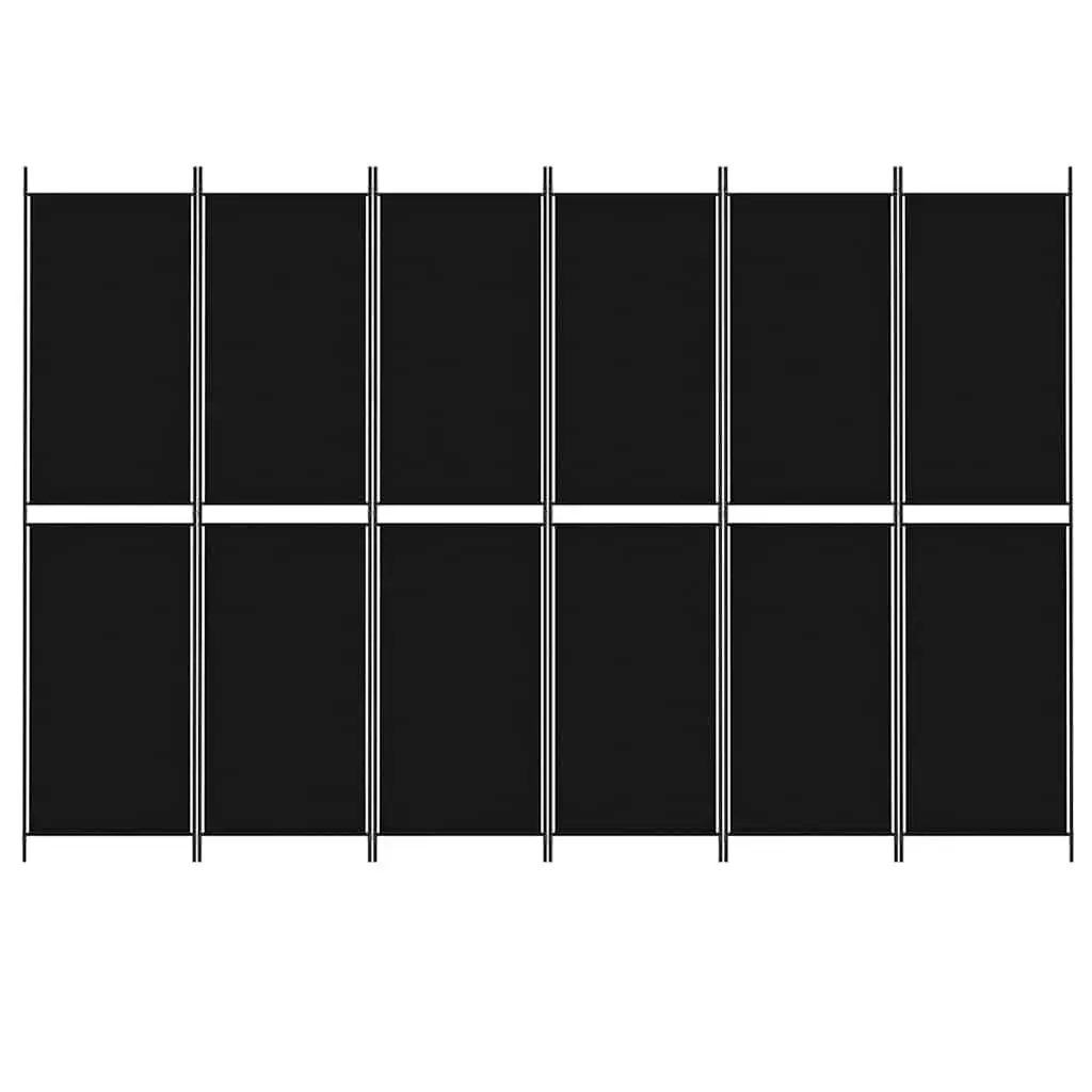 6-Panel Room Divider Screen Privacy Space Separation 300 x 200 cm Black Foldable