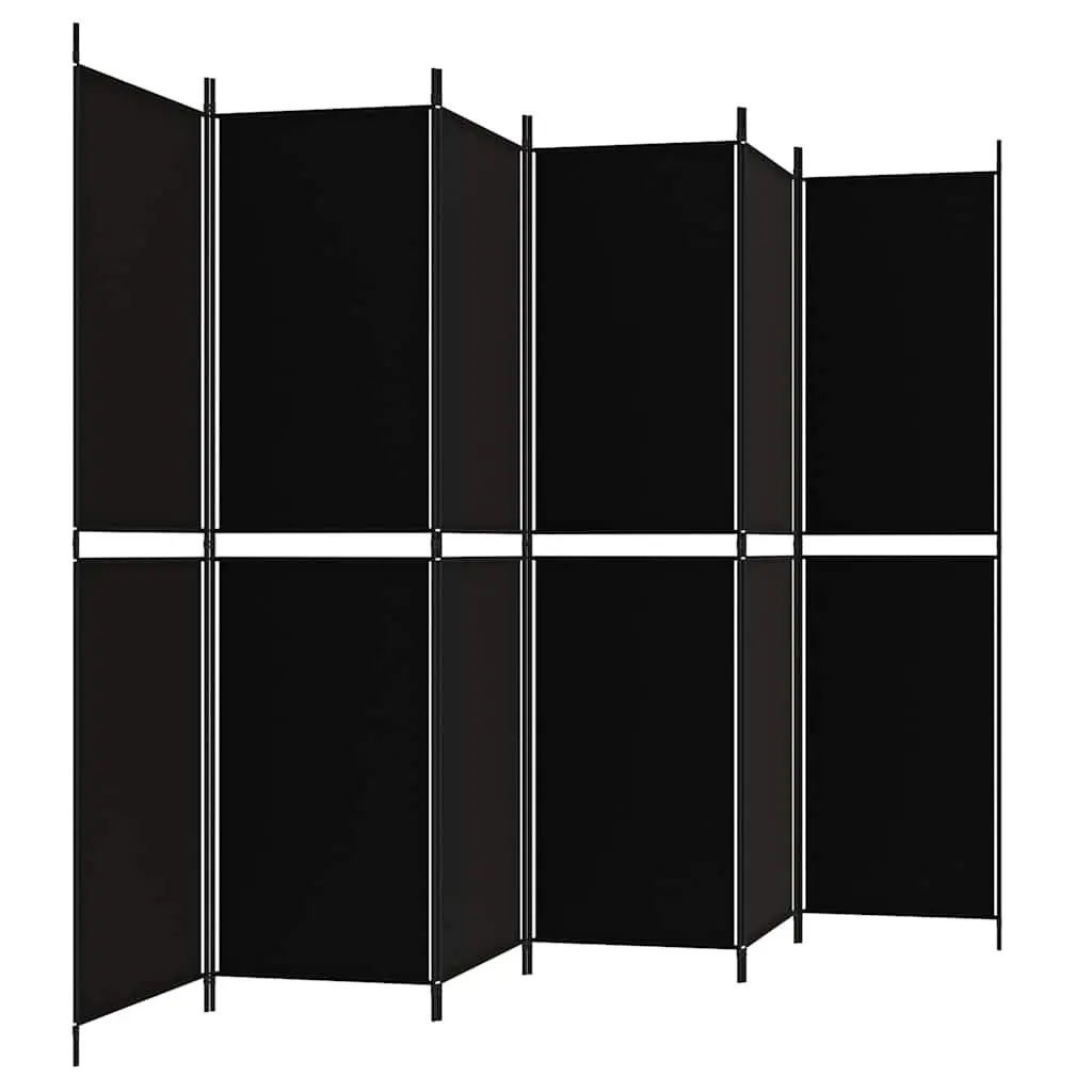 6-Panel Room Divider Screen Privacy Space Separation 300 x 200 cm Black Foldable