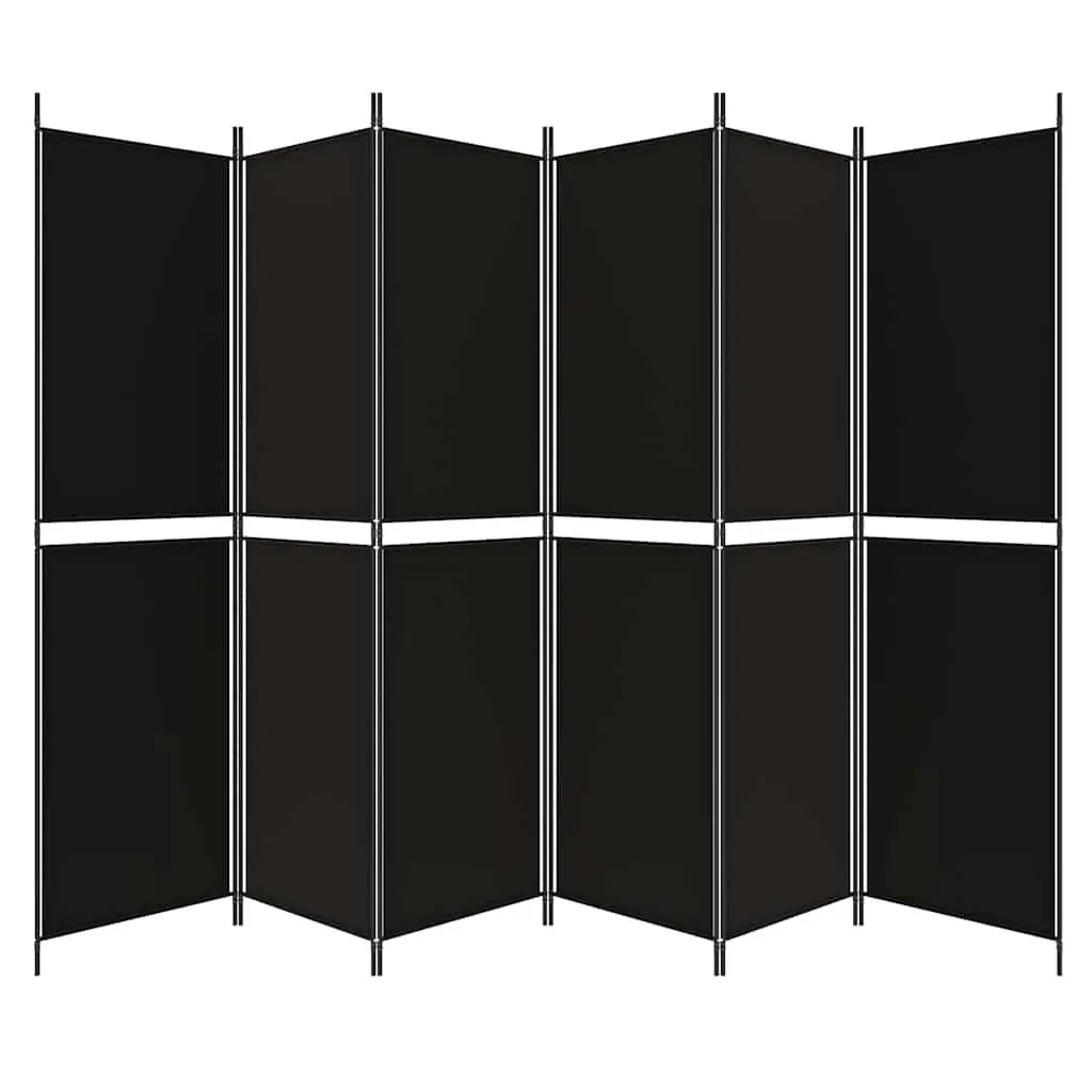 6-Panel Room Divider Screen Privacy Space Separation 300 x 200 cm Black Foldable