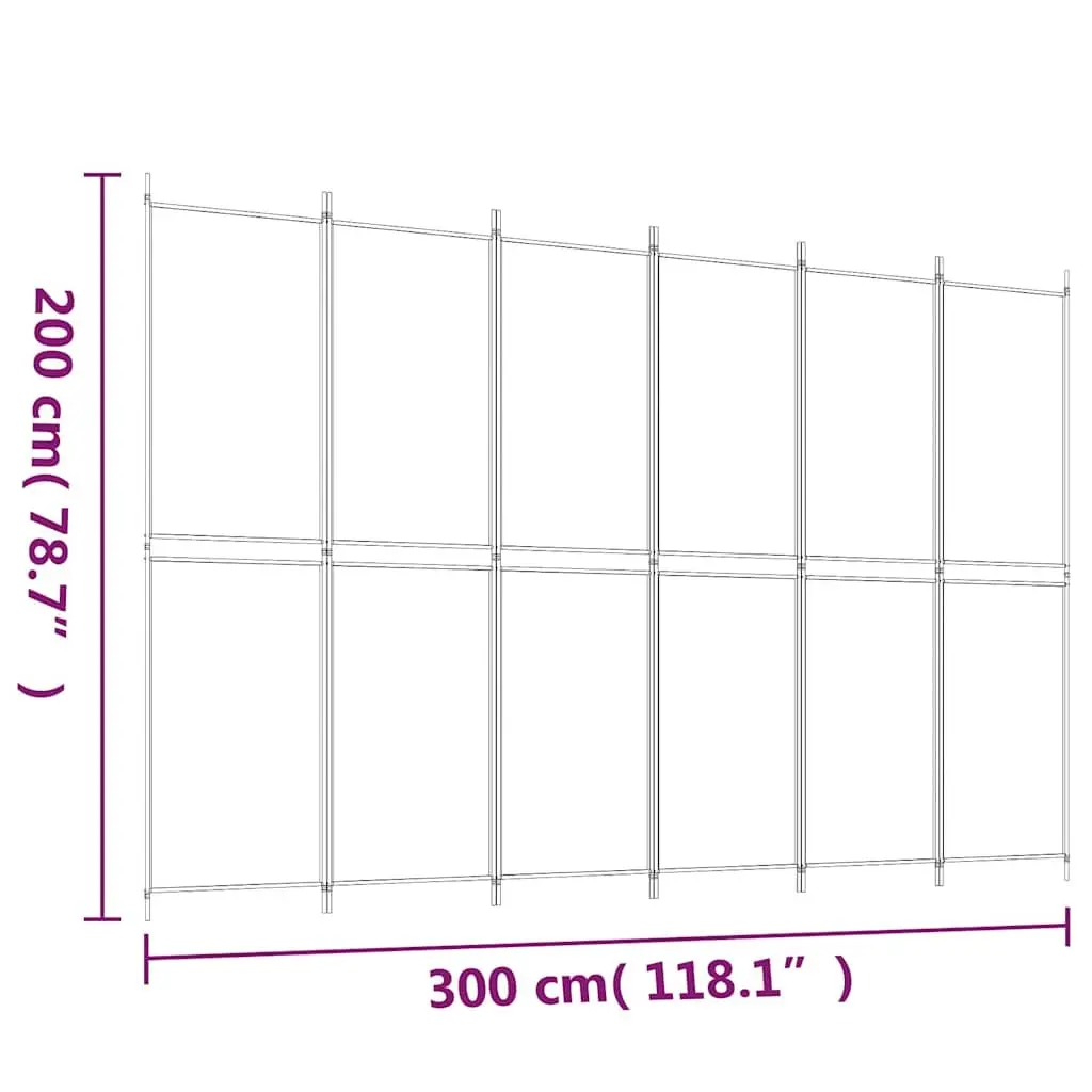 6-Panel Room Divider Screen Privacy Space Separation 300 x 200 cm Black Foldable