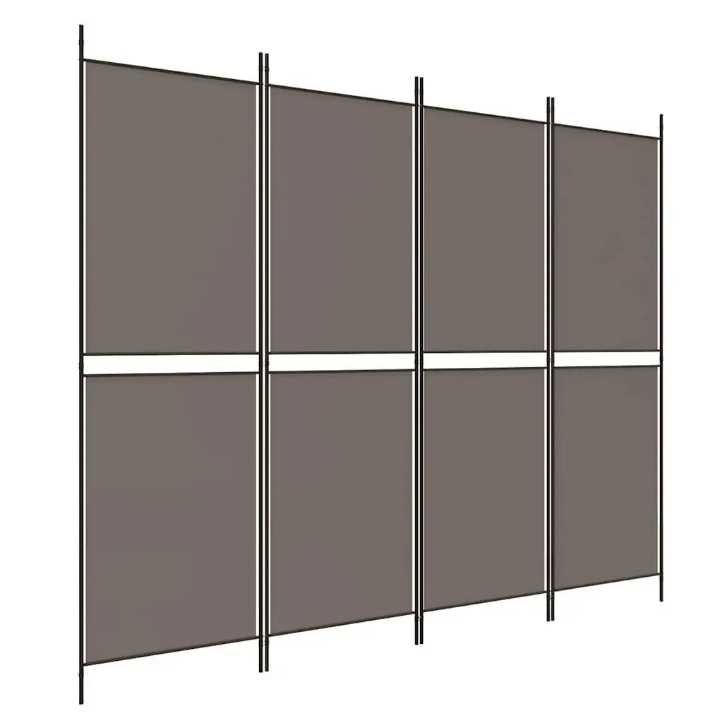 4-Panel Room Divider Privacy Screen Folding Fabric Anthracite 200 x 220 cm