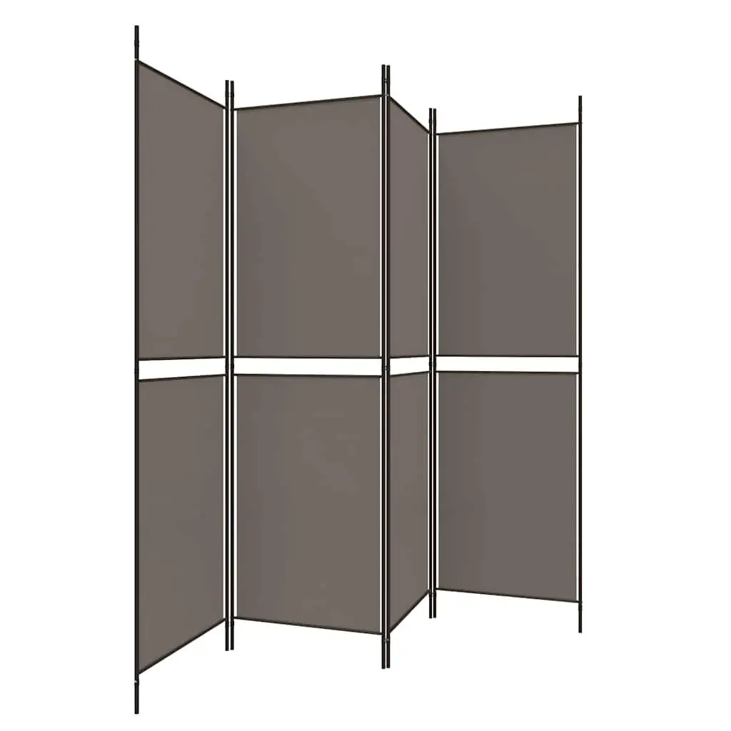 4-Panel Room Divider Privacy Screen Folding Fabric Anthracite 200 x 220 cm