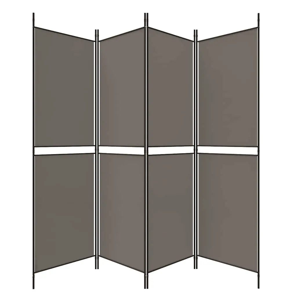 4-Panel Room Divider Privacy Screen Folding Fabric Anthracite 200 x 220 cm