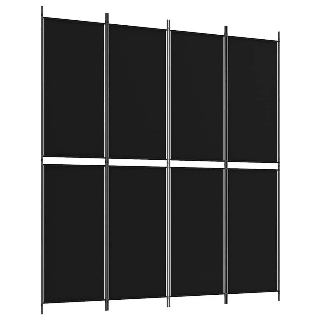 4-Panel Room Divider Privacy Screen 200x220 cm Foldable Fabric Black