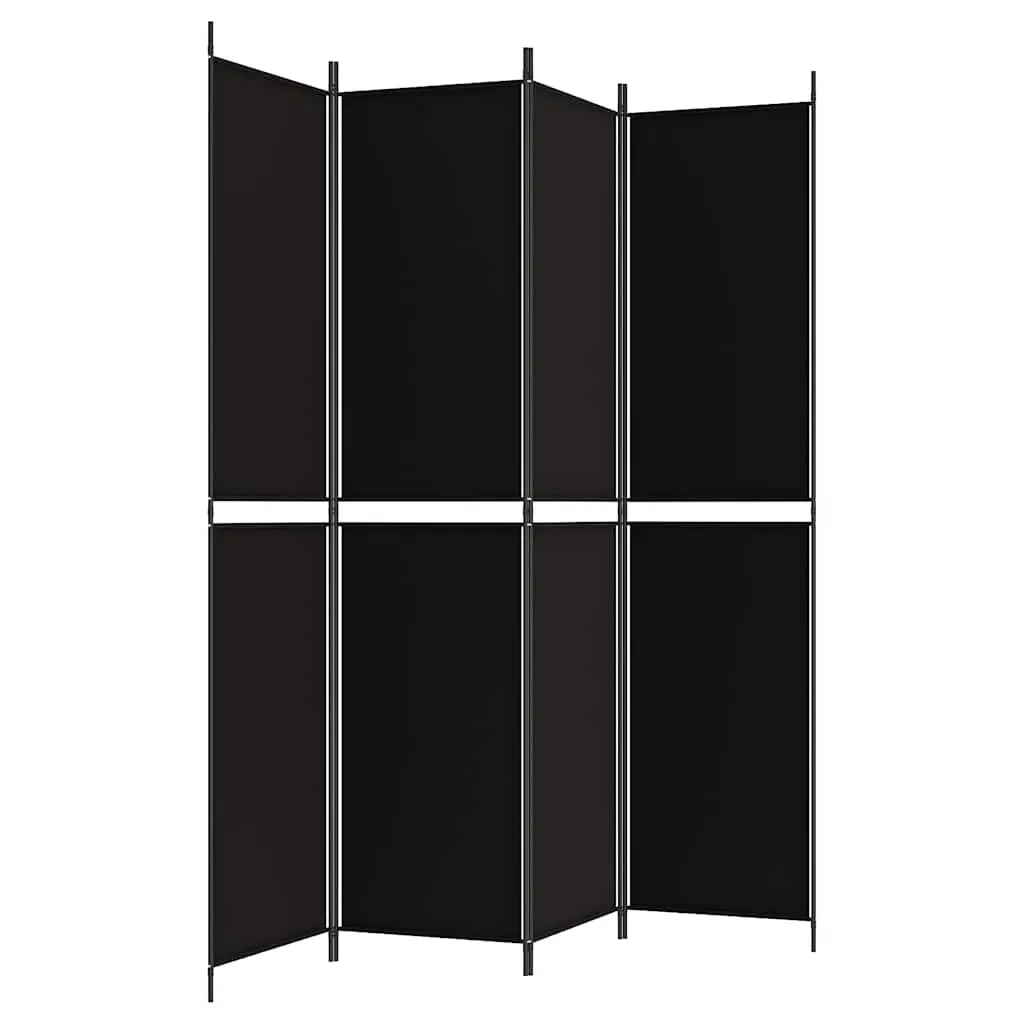 4-Panel Room Divider Privacy Screen 200x220 cm Foldable Fabric Black