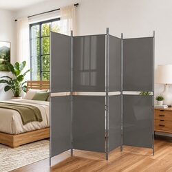 Room Divider 5-Panel Folding Partition Screen Fabric Privacy Divider Anthracite