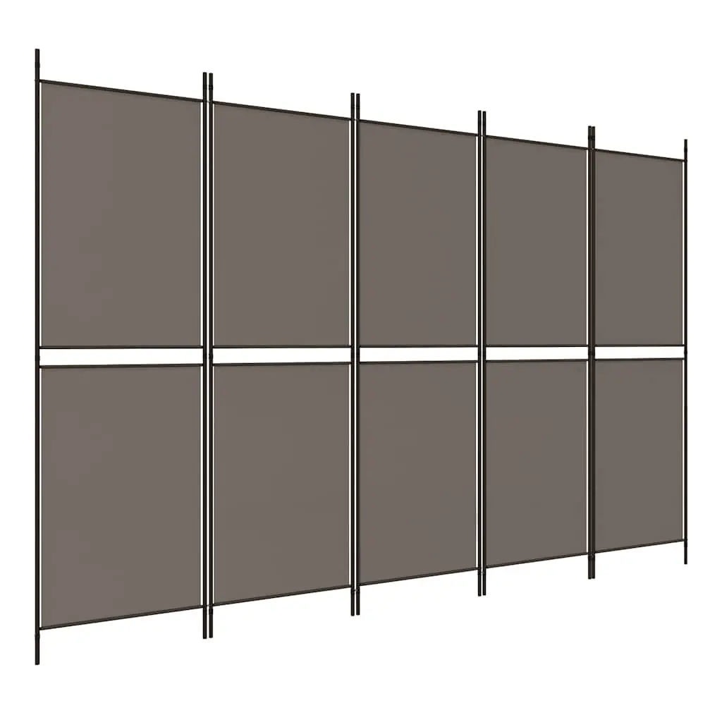5-Panel Room Divider Folding Privacy Screen 250 x 220 cm Anthracite Fabric