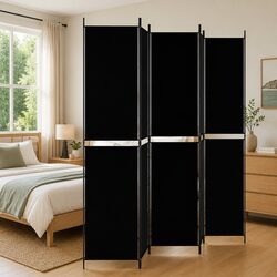 Warm and Practical Black Fabric Room Divider Screen