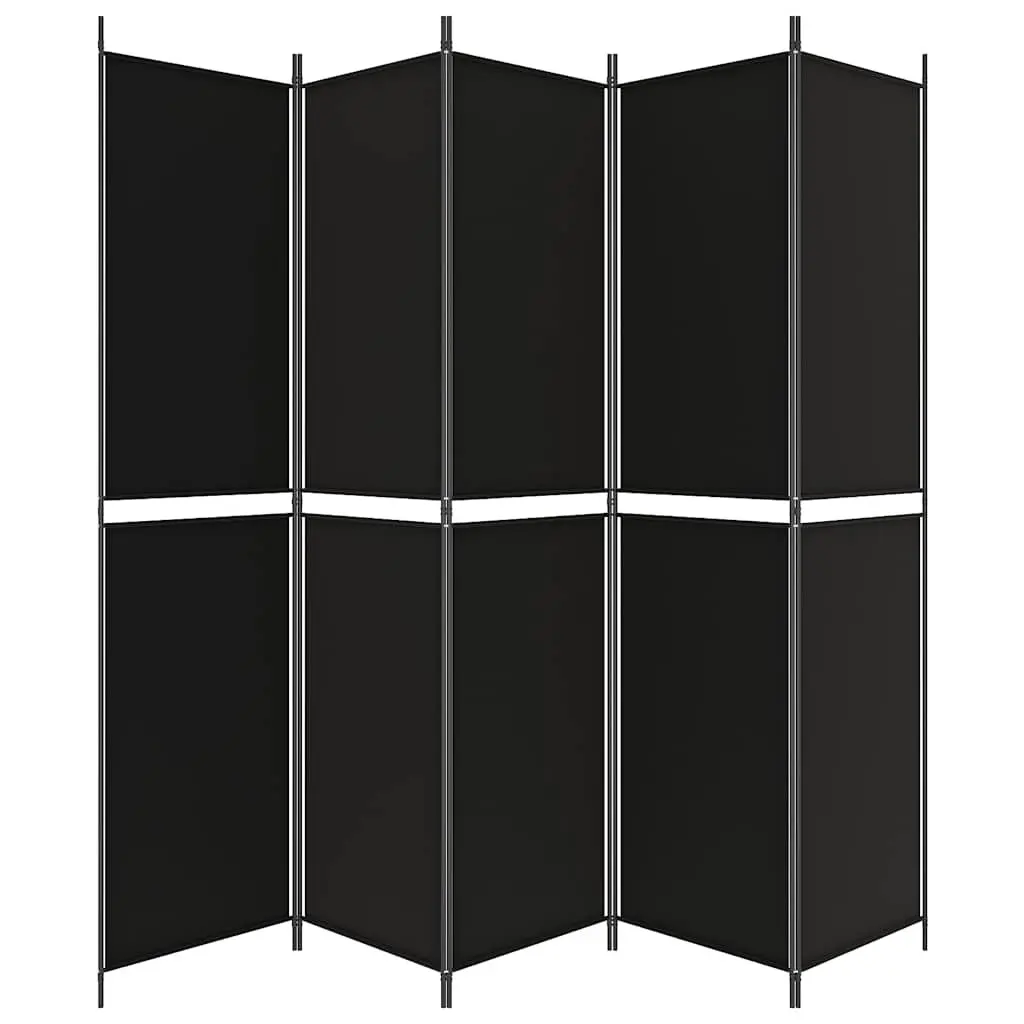 Room Divider 5-Panel Partition Screen Privacy Folding Durable Fabric Black