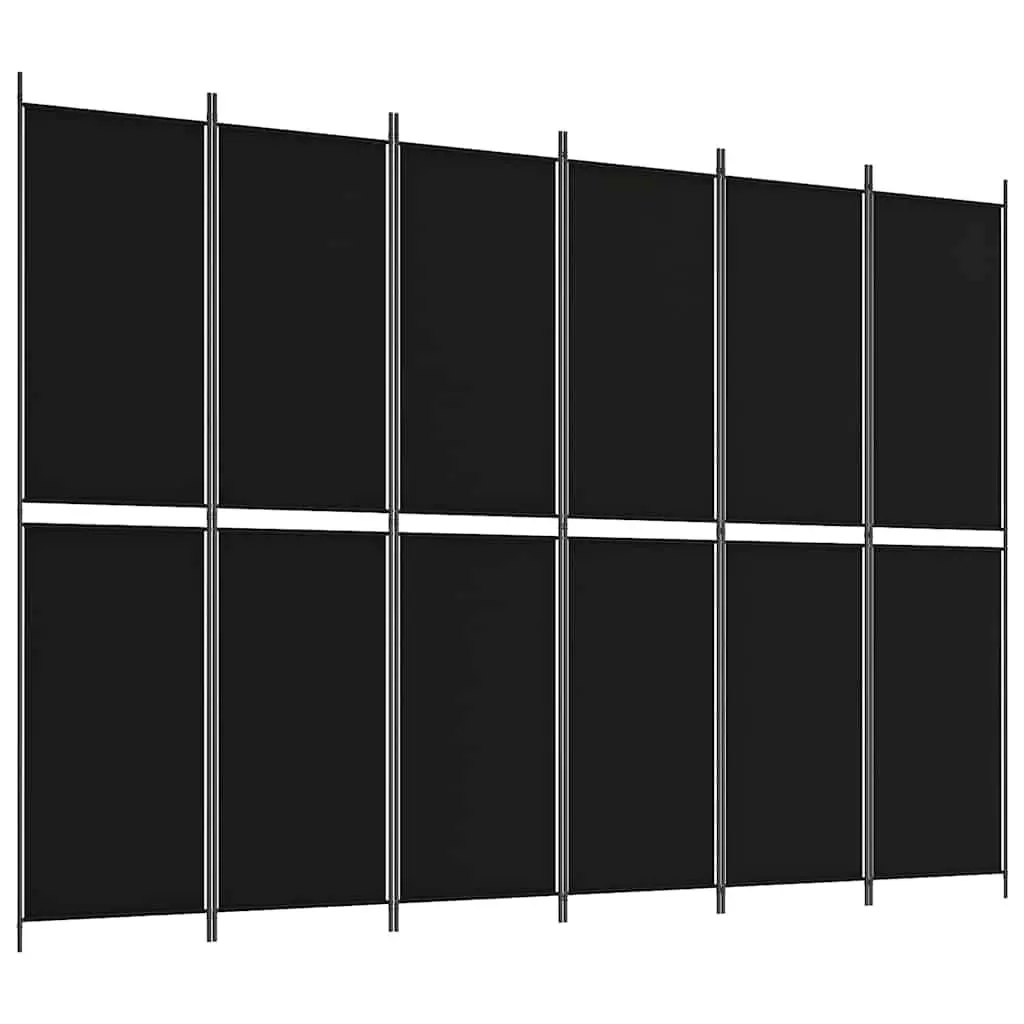 6-Panel Room Divider Screen Privacy Partition 300x220 cm Foldable Black Fabric
