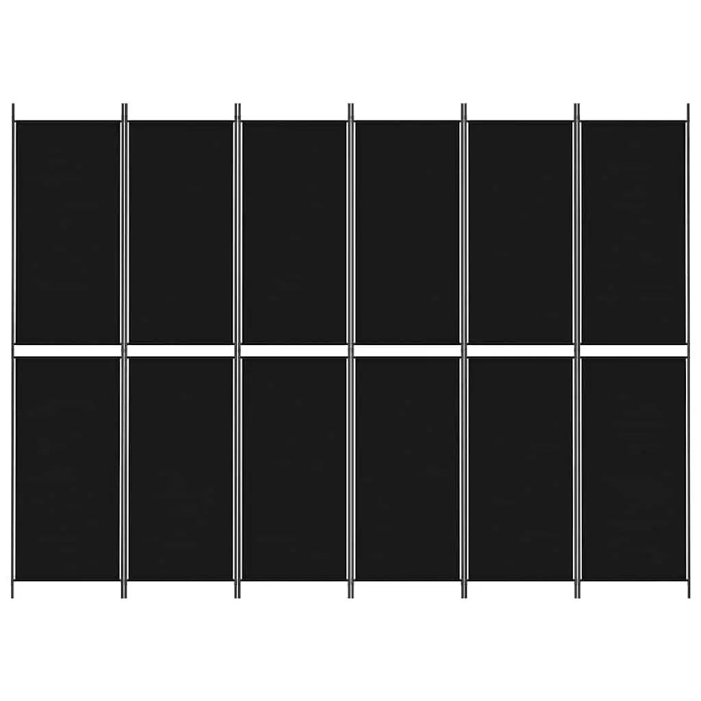 6-Panel Room Divider Screen Privacy Partition 300x220 cm Foldable Black Fabric